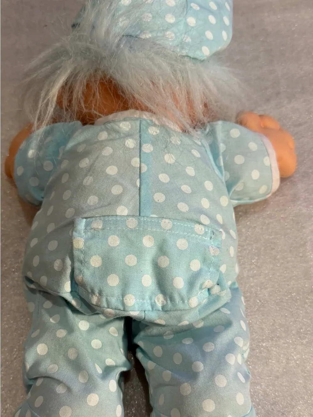 Plush Baby Doll in Light Blue Polka Dot Pajamas